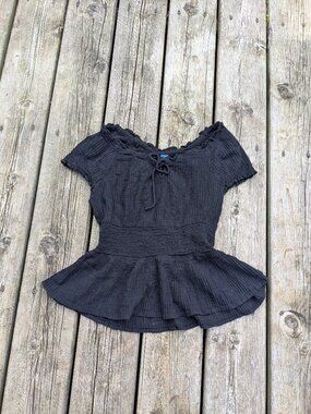 Old Navy Black Cotton Women's Scrunched Waist Small Top